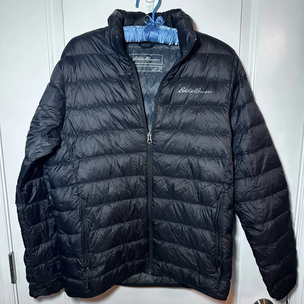 Eddie Bauer 650 Fill Power Down Puffer Jacket Black Men’s Small